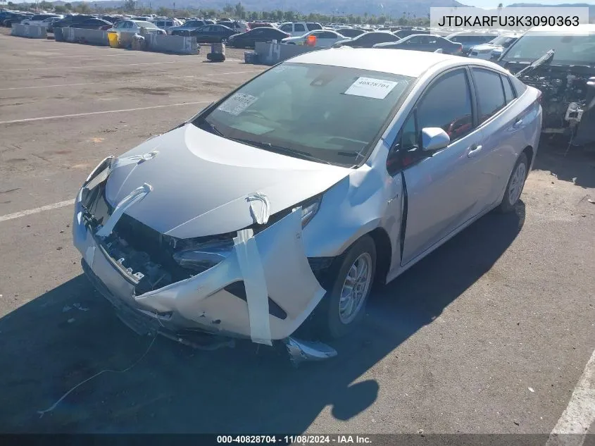 2019 Toyota Prius Le VIN: JTDKARFU3K3090363 Lot: 40828704