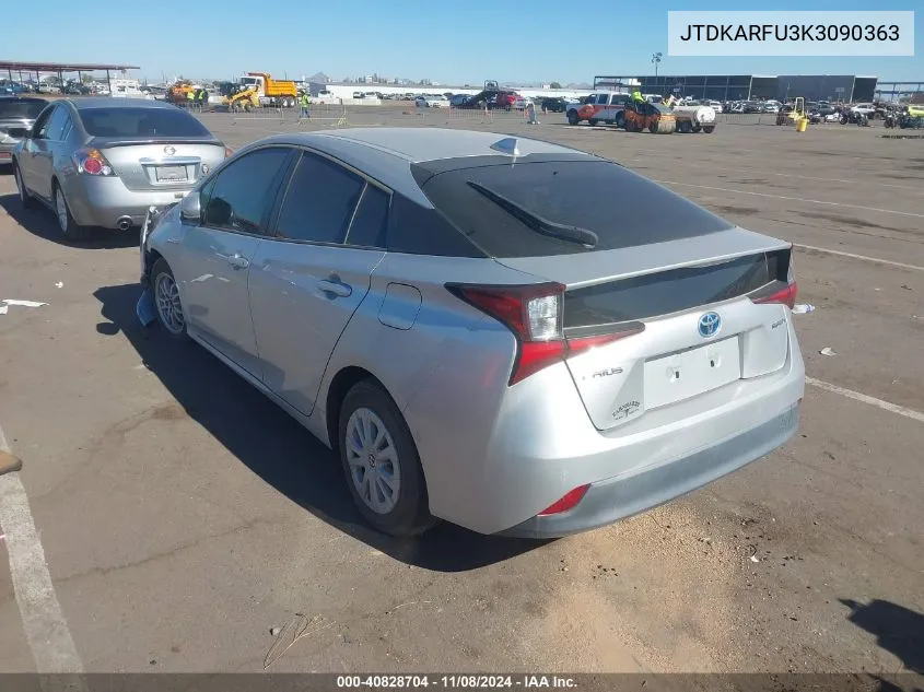 2019 Toyota Prius Le VIN: JTDKARFU3K3090363 Lot: 40828704