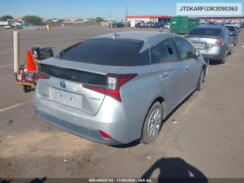 2019 Toyota Prius Le VIN: JTDKARFU3K3090363 Lot: 40828704