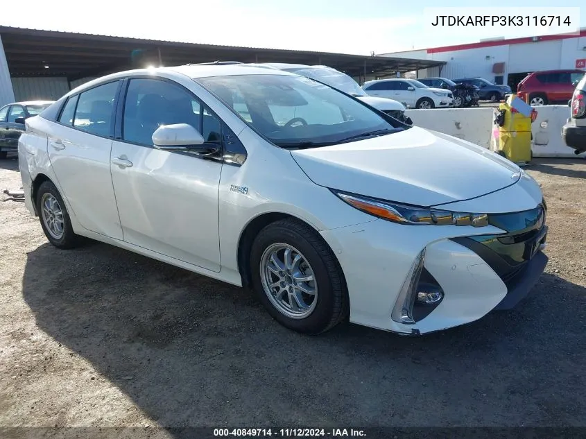 2019 Toyota Prius Prime Advanced VIN: JTDKARFP3K3116714 Lot: 40849714