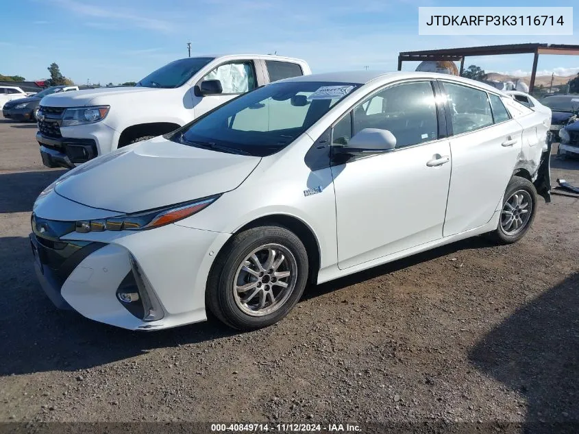 2019 Toyota Prius Prime Advanced VIN: JTDKARFP3K3116714 Lot: 40849714