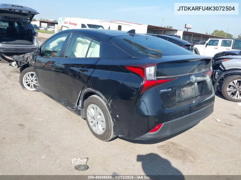 2019 Toyota Prius Le VIN: JTDKARFU4K3072504 Lot: 40849855