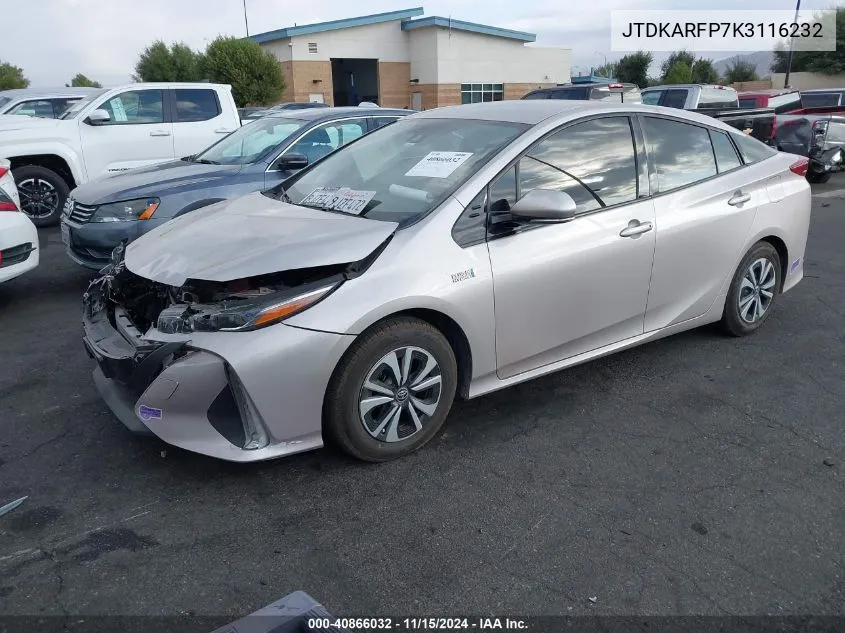 2019 Toyota Prius Prime Plus VIN: JTDKARFP7K3116232 Lot: 40866032