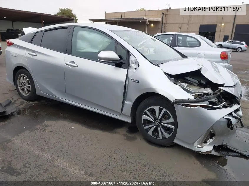 2019 Toyota Prius Prime Plus VIN: JTDKARFP0K3111891 Lot: 40871667