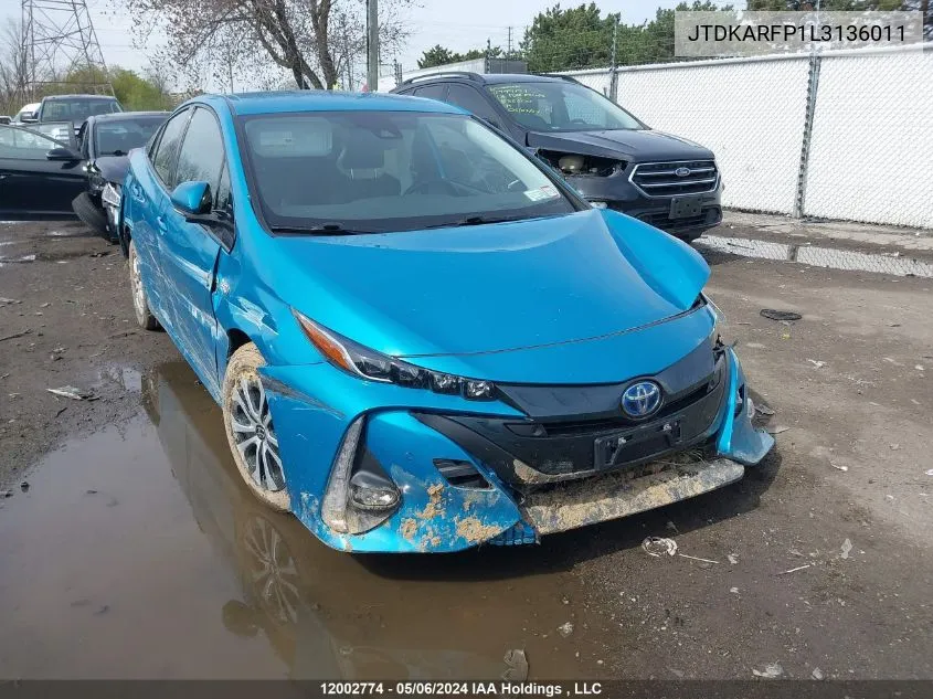 2020 Toyota Prius Prime Limited VIN: JTDKARFP1L3136011 Lot: 12002774