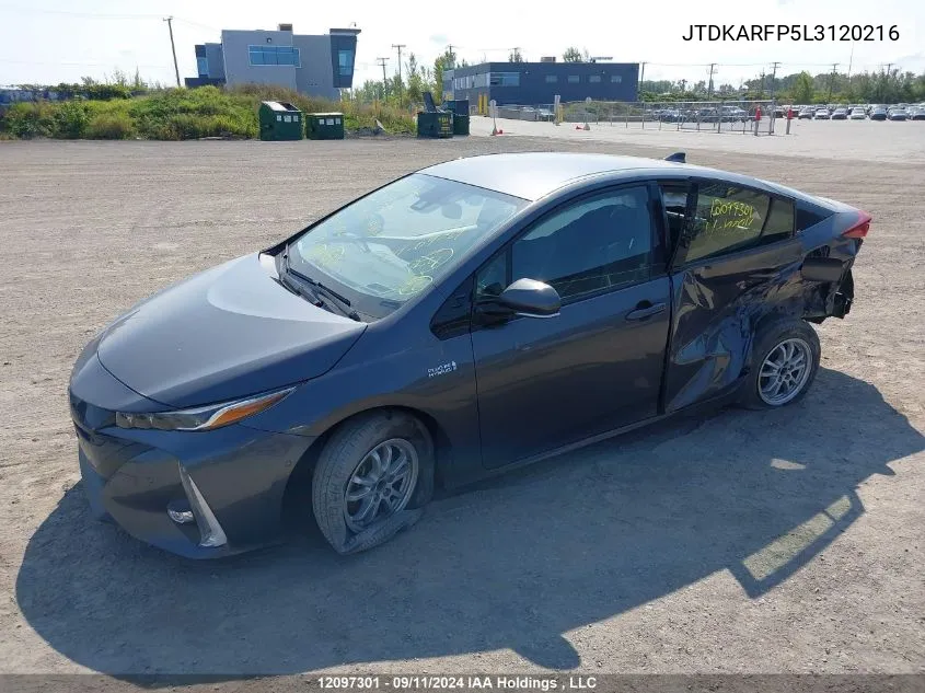 2020 Toyota Prius Prime Upgrade VIN: JTDKARFP5L3120216 Lot: 12097301