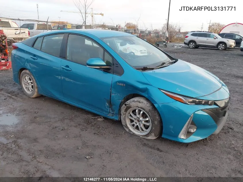 2020 Toyota Prius Prime Upgrade VIN: JTDKARFP0L3131771 Lot: 12146277