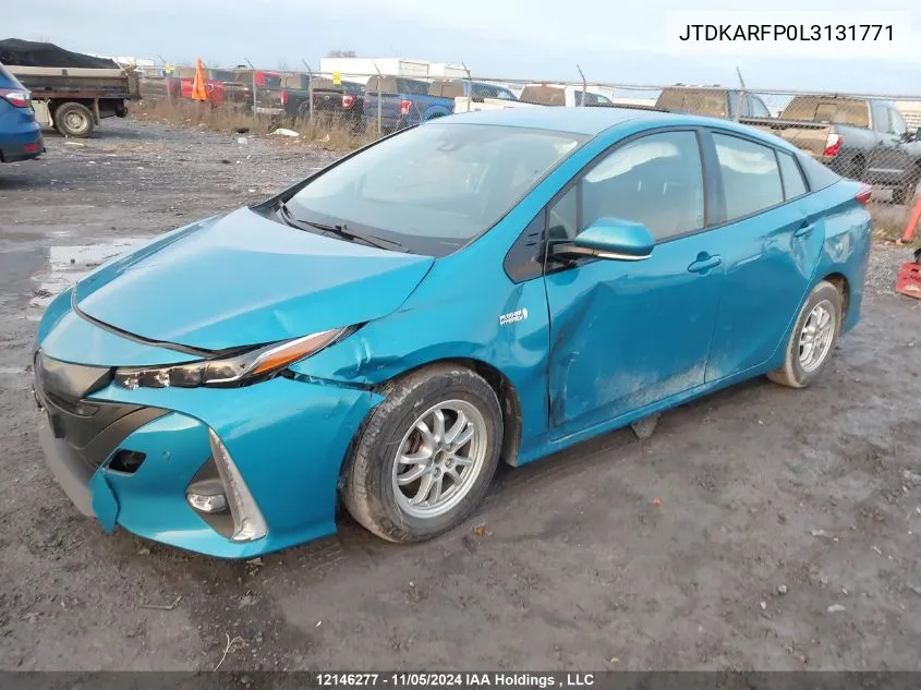 2020 Toyota Prius Prime Upgrade VIN: JTDKARFP0L3131771 Lot: 12146277