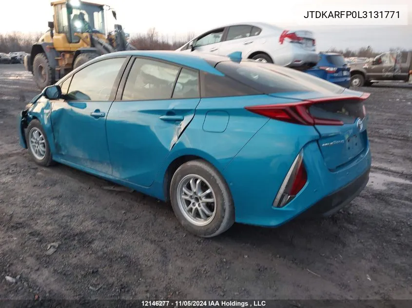 2020 Toyota Prius Prime Upgrade VIN: JTDKARFP0L3131771 Lot: 12146277