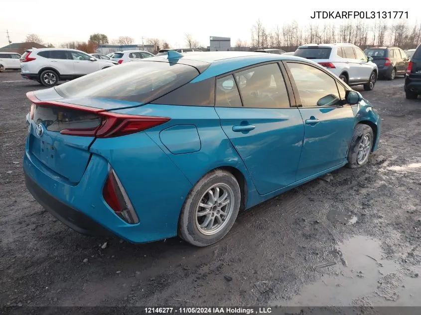 2020 Toyota Prius Prime Upgrade VIN: JTDKARFP0L3131771 Lot: 12146277