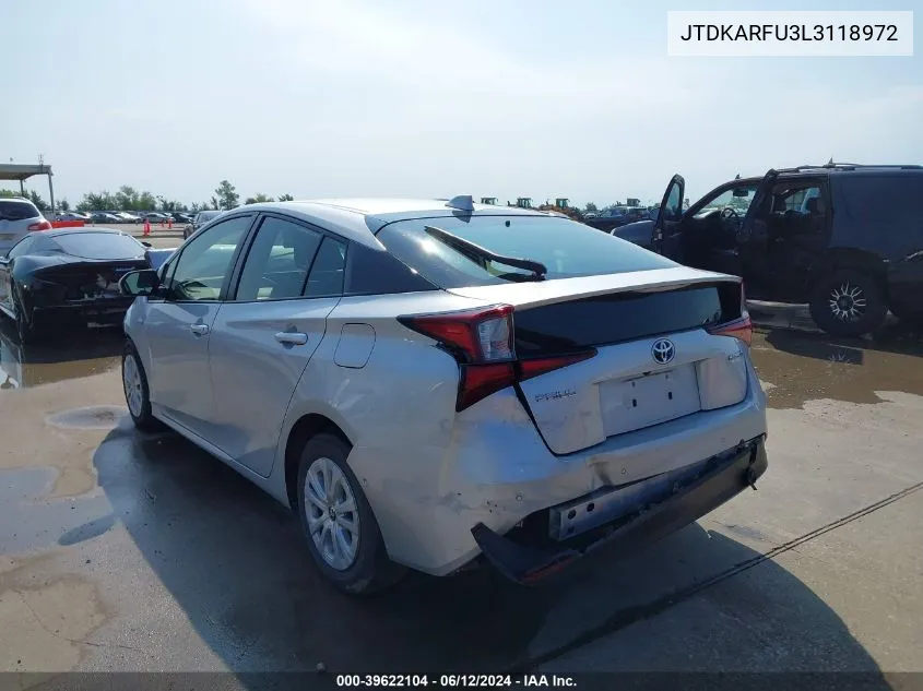 2020 Toyota Prius Le VIN: JTDKARFU3L3118972 Lot: 39622104