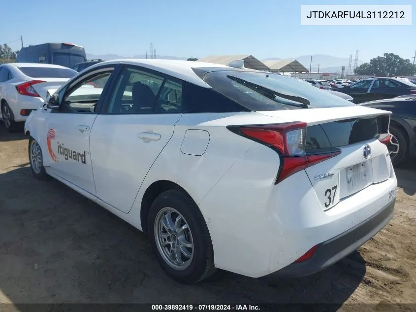 JTDKARFU4L3112212 2020 Toyota Prius Le