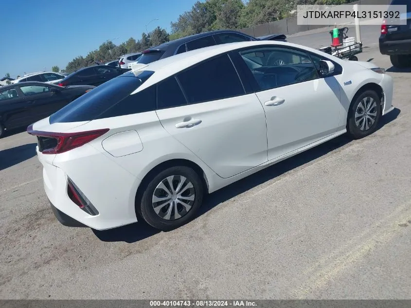 JTDKARFP4L3151392 2020 Toyota Prius Prime Le