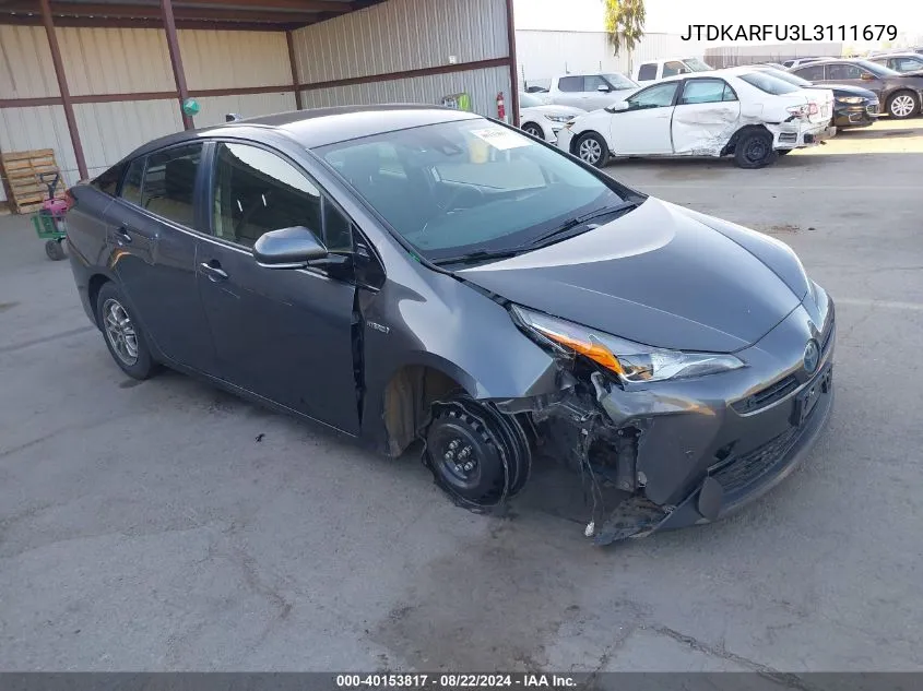 2020 Toyota Prius Le VIN: JTDKARFU3L3111679 Lot: 40153817