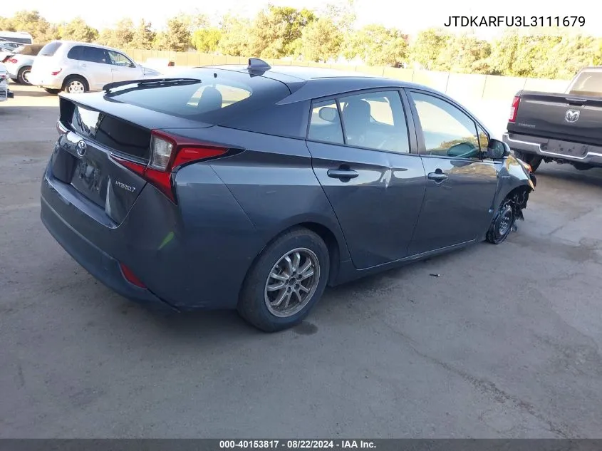 2020 Toyota Prius Le VIN: JTDKARFU3L3111679 Lot: 40153817