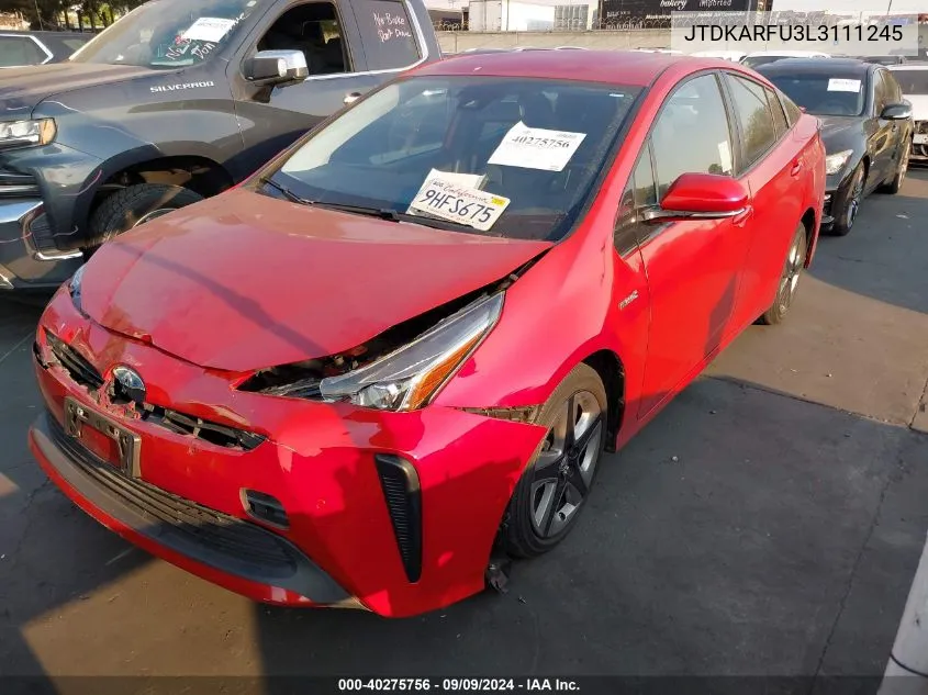 2020 Toyota Prius Limited VIN: JTDKARFU3L3111245 Lot: 40275756