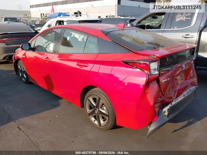 2020 Toyota Prius Limited VIN: JTDKARFU3L3111245 Lot: 40275756