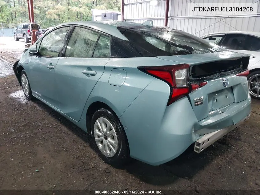 2020 Toyota Prius Le VIN: JTDKARFU6L3104208 Lot: 40352046