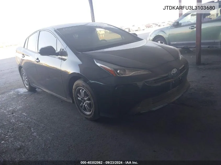 2020 Toyota Prius Le VIN: JTDKARFU3L3103680 Lot: 40352062