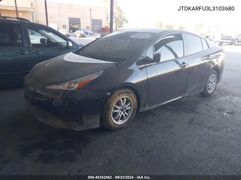 2020 Toyota Prius Le VIN: JTDKARFU3L3103680 Lot: 40352062