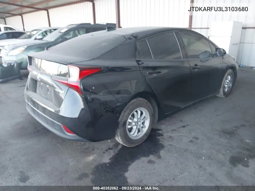 2020 Toyota Prius Le VIN: JTDKARFU3L3103680 Lot: 40352062