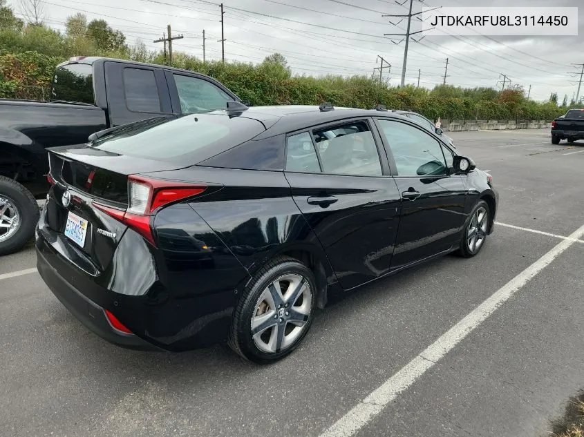 2020 Toyota Prius Xle VIN: JTDKARFU8L3114450 Lot: 40397221