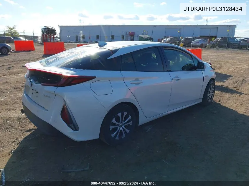 2020 Toyota Prius Prime Limited VIN: JTDKARFP0L3128434 Lot: 40447692