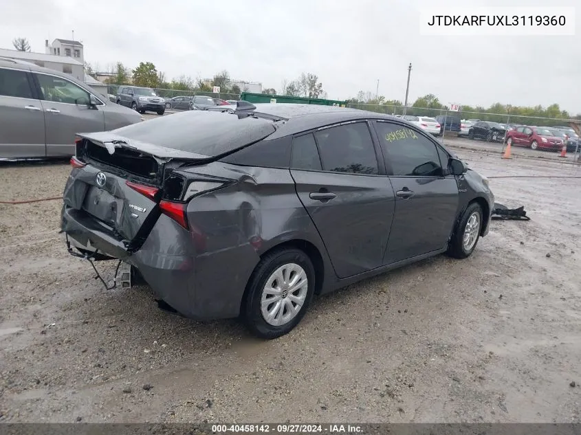 JTDKARFUXL3119360 2020 Toyota Prius L Eco