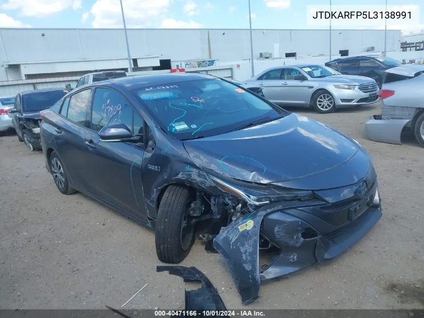 2020 Toyota Prius Prime Le VIN: JTDKARFP5L3138991 Lot: 40471166