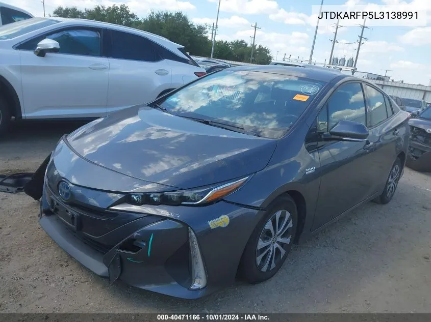 2020 Toyota Prius Prime Le VIN: JTDKARFP5L3138991 Lot: 40471166