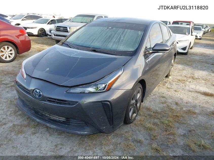 2020 Toyota Prius L/Le/Xle/Limited VIN: JTDKARFU2L3118820 Lot: 40491697