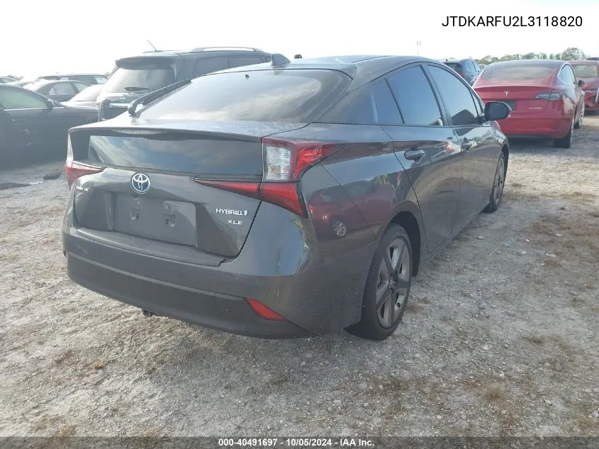 2020 Toyota Prius L/Le/Xle/Limited VIN: JTDKARFU2L3118820 Lot: 40491697