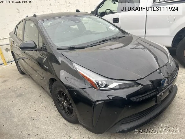 2020 Toyota Prius Xle VIN: JTDKARFU1L3111924 Lot: 40527655