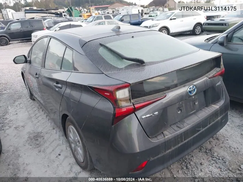 2020 Toyota Prius Le VIN: JTDKARFU1L3114175 Lot: 40536859