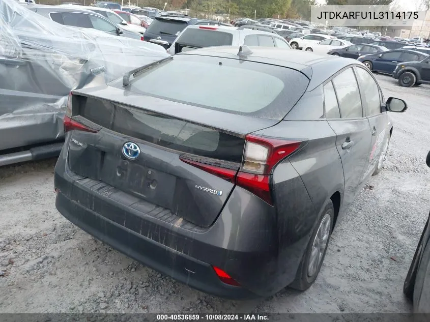 2020 Toyota Prius Le VIN: JTDKARFU1L3114175 Lot: 40536859