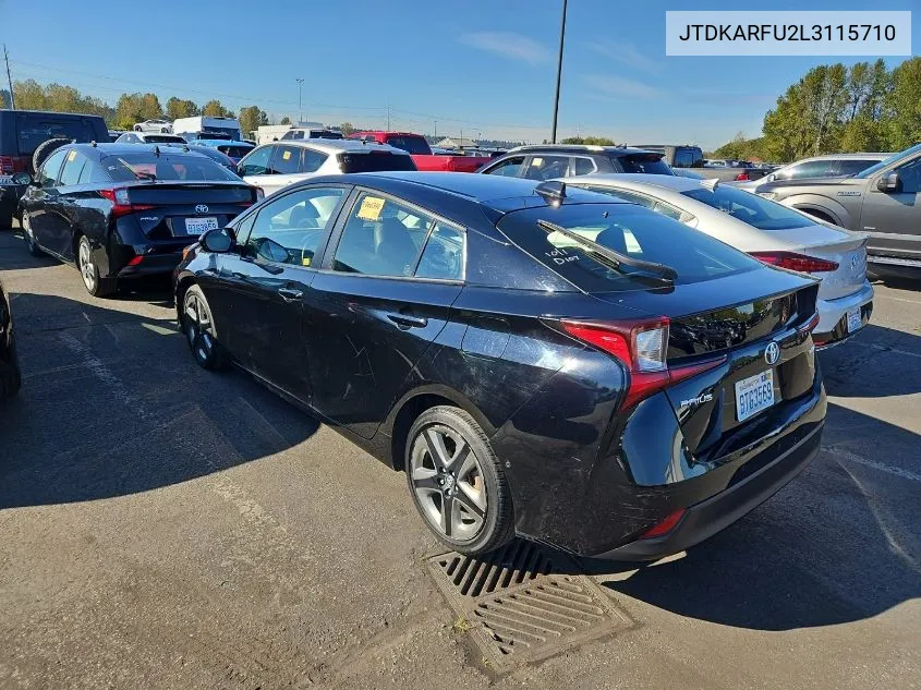 2020 Toyota Prius Xle VIN: JTDKARFU2L3115710 Lot: 40578220