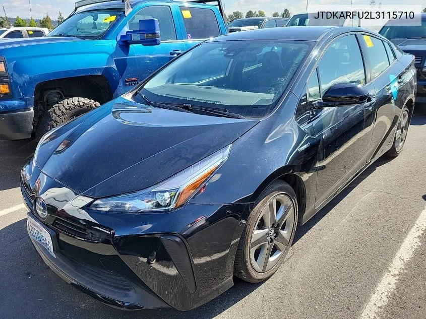 2020 Toyota Prius Xle VIN: JTDKARFU2L3115710 Lot: 40578220