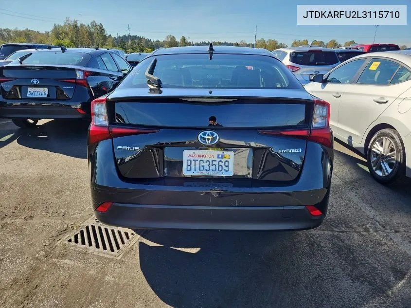 2020 Toyota Prius Xle VIN: JTDKARFU2L3115710 Lot: 40578220