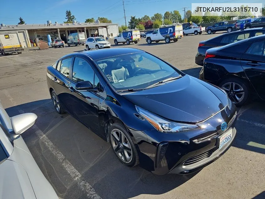 2020 Toyota Prius Xle VIN: JTDKARFU2L3115710 Lot: 40578220