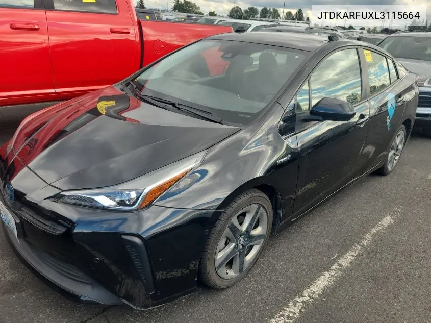 2020 Toyota Prius Xle VIN: JTDKARFUXL3115664 Lot: 40578221