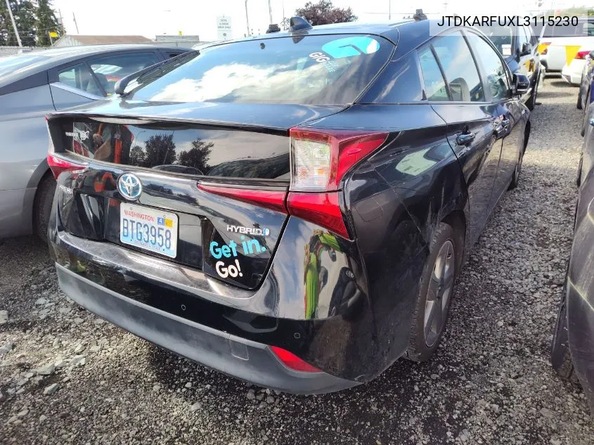 2020 Toyota Prius Xle VIN: JTDKARFUXL3115230 Lot: 40613755