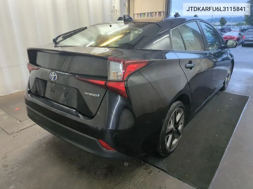 2020 Toyota Prius Xle VIN: JTDKARFU6L3115841 Lot: 40613759