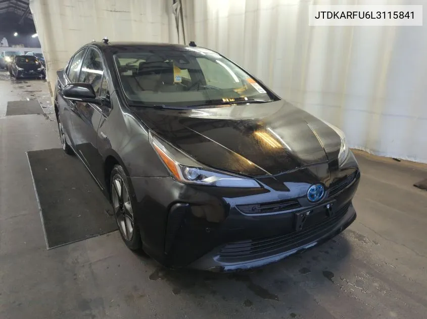 2020 Toyota Prius Xle VIN: JTDKARFU6L3115841 Lot: 40613759