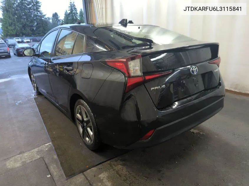 2020 Toyota Prius Xle VIN: JTDKARFU6L3115841 Lot: 40613759