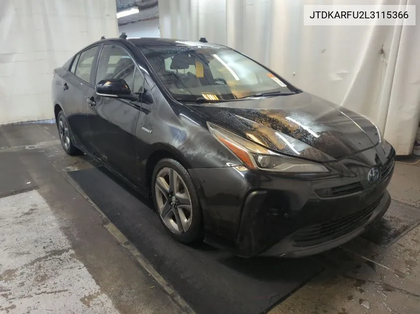 2020 Toyota Prius Xle VIN: JTDKARFU2L3115366 Lot: 40613765