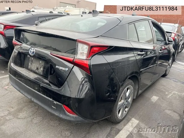 2020 Toyota Prius Xle VIN: JTDKARFU8L3111984 Lot: 40613803