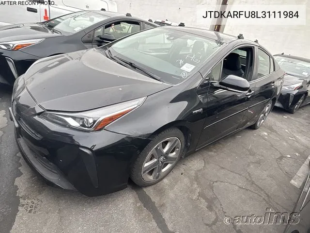 2020 Toyota Prius Xle VIN: JTDKARFU8L3111984 Lot: 40613803