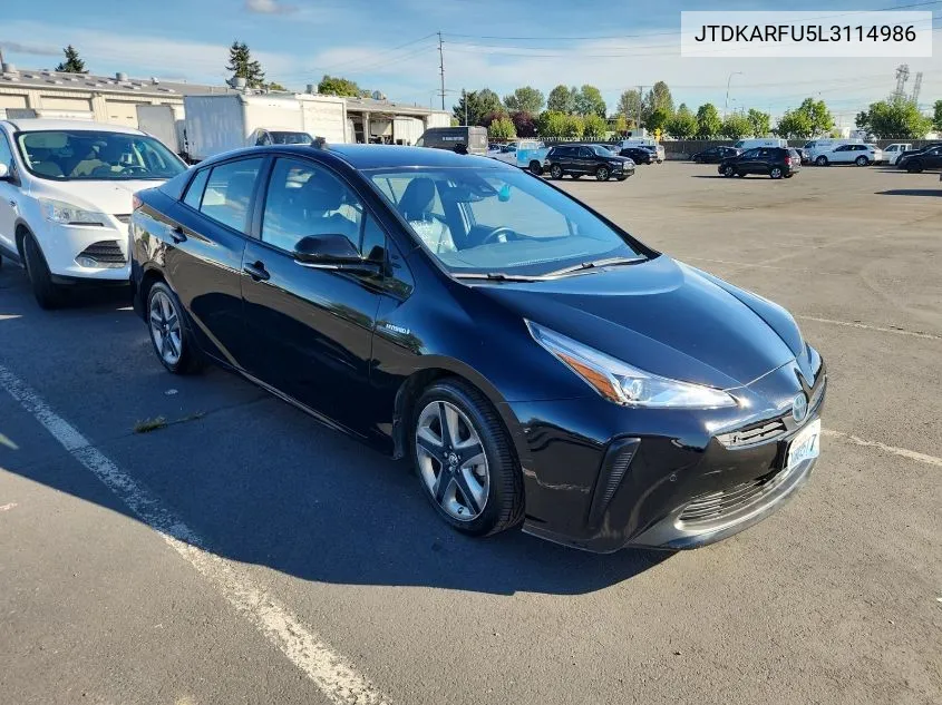 2020 Toyota Prius Xle VIN: JTDKARFU5L3114986 Lot: 40637560