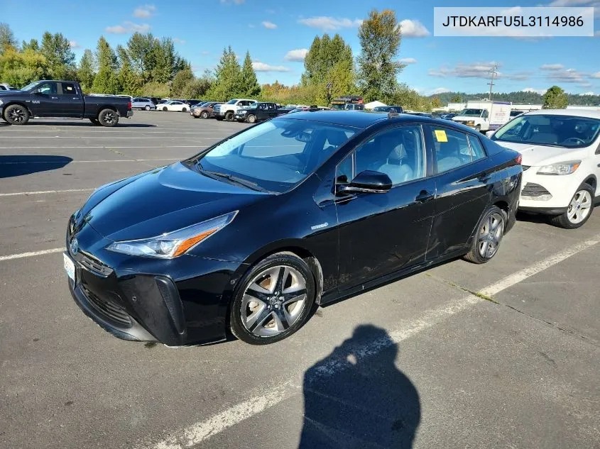 2020 Toyota Prius Xle VIN: JTDKARFU5L3114986 Lot: 40637560