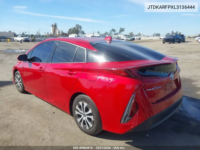 2020 Toyota Prius Prime Xle VIN: JTDKARFPXL3136444 Lot: 40664616